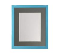 FRAMES BY POST 0.75 Inch Blue Picture Photo Frame with Dark Grey Mount A3 Image Size A4 Plastic Glass