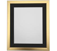 FRAMES BY POST 0.75 Inch Gold Picture Photo Frame With Black Mount 9 x 7 Image Size 7 x 5 Inch Plastic Glass