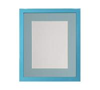 FRAMES BY POST 0.75 Inch Picture Photo Frame with Blue Mount 14 x 11 Image Size A4 Plastic Glass