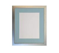 FRAMES BY POST 0.75 Inch Silver Picture Photo Frame with Blue Mount A3 Image Size A4 Plastic Glass