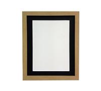 FRAMES BY POST 25 mm Wide H7 Oak Picture Photo Frame with Black Mount 12 x 10 Picture Size 9 x 7