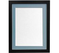 FRAMES BY POST 25mm Black Photo Picture Poster Frame with Blue Mount A1 For Pic Size A2 (Plastic Glass)
