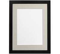 FRAMES BY POST 25mm Black Photo Picture Poster Frame with Light Grey Mount A3 For Pic Size A4
