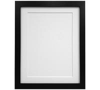FRAMES BY POST 25mm Black Photo Picture Poster Frame with White Mount 18 x 14 Image Size 14 x 11 Inch - MDF Wood Frames with Acrylic Glass for Pictures - With Wall Hanging Hooks - Poster Frames