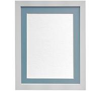 FRAMES BY POST 25mm White Picture Photo Frame with Blue Mount 50 x 40cm For Pic Size 40 x 30cm (Plastic Glass)