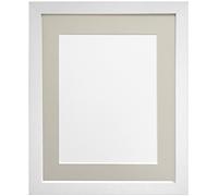 FRAMES BY POST 25mm White Picture Photo Frame with Light Grey Mount A1 For Pic Size A2 (Plastic Glass)