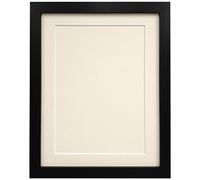 FRAMES BY POST 25mm wide H7 Black Picture Photo Frame with Ivory Mount and Backing Board 10"x8" for Pic Size 8"x6"