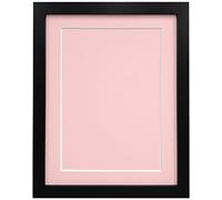 FRAMES BY POST 25mm wide H7 Black Picture Photo Frame with Pink Mount and Backing Board A2 for Pic Size A3 (Plastic Glass)