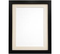 FRAMES BY POST 25mm wide H7 Black Picture Photo Frame withIvory Mount 14"X11" for Pic Size A4