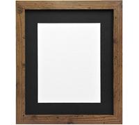 FRAMES BY POST 25mm wide H7 Rustic Oak Picture Photo Frame with Black Mount 6"x4" for Pic Size 4"x3"