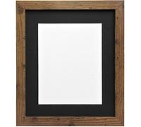 FRAMES BY POST 25mm wide H7 Rustic Oak Picture Photo Frame with Black Mount A4 for Pic Size 10"x6"