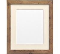 FRAMES BY POST 25mm wide H7 Rustic Oak Picture Photo Frame with Ivory Mount 7"x5" for Pic Size 5"x3.5"