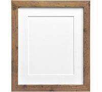 FRAMES BY POST 25mm wide H7 Rustic Oak Picture Photo Frame with White Mount 6"x4" for Pic Size 4.5"x2.5"