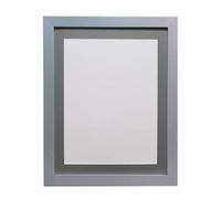 FRAMES BY POST 25mm wide H7 Silver Picture Photo Frame with Dark Grey Mount 10"x8" for Pic Size 7"x5"