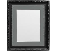 FRAMES BY POST 30mm Black Photo Picture Poster Frame with Dark Grey Mount 14" x 11" For Pic Size 12" x 8"