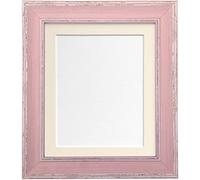 FRAMES BY POST AP-4620 Vintage Distressed Pink Picture Photo Frame with Ivory Mount A3 for Pic Size A4