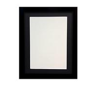 FRAMES BY POST Craft Picture Photo Frame, Matt Black with Black Mount, 50 x 40 cm Image Size 16 x 12 Inch, Plastic Glass