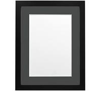 FRAMES BY POST Craft Picture Photo Frame, Matt Black with Dark Grey Mount, 10 x 8 Inch Image Size A5