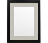 FRAMES BY POST Craft Picture Photo Frame, Matt Black with Light Grey Mount, 14 x 11 Inch Image Size A4