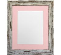 FRAMES BY POST Distressed Industrial Dark Brown Wash Photo Frame with Blue Grey Mount 14"x11" Pic Size 12"x8"