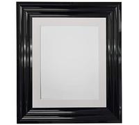 FRAMES BY POST Firenza High Gloss Black Picture Photo Frame Plastic Glass with Ivory Mount 36"x24" Image Size 30"x20"