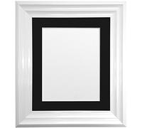 FRAMES BY POST Firenza White Picture Photo Frame with Black Mount Plastic Glass 30x30cm Pic Size 8"x8"