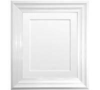 FRAMES BY POST Firenza White Picture Photo Frame with White Mount Plastic Glass 8"x8" Pic Size 5"x5"