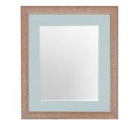 FRAMES BY POST Glitz Rose Gold Picture Photo Frame with Blue Mount 12 x 10 Image Size 10 x 8 Inch Plastic Glass