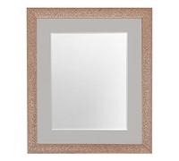 FRAMES BY POST Glitz Rose Gold Picture Photo Frame with Light Grey Mount 10 x 10 Image Size 8 x 8 Inch Plastic Glass