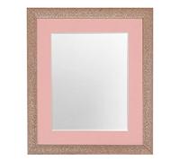 FRAMES BY POST Glitz Rose Gold Picture Photo Frame with Pink Mount 14 x 11 Image Size 12 x 8 Inch Plastic Glass