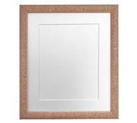 FRAMES BY POST Glitz Rose Gold Picture Photo Frame with White Mount 14 x 11 Image Size 12 x 8 Inch Plastic Glass