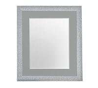 FRAMES BY POST Glitz Silver Picture Photo Frame with Dark Grey Mount 40 x 40 CM Image Size 12 x 12 Inch Plastic Glass