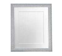 FRAMES BY POST Glitz Silver Picture Photo Frame with White Mount 40 x 40 CM Image Size 12 x 12 Inch Plastic Glass
