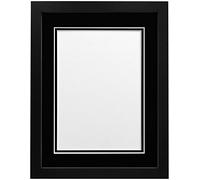 FRAMES BY POST H7 Black Picture Photo Frame With Black Double Mount 10"x8" for Pic Size 8"x6"