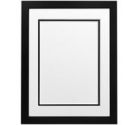 FRAMES BY POST H7 Black Picture Photo Frame With White and Black Double Mount 20x16 Image Size A3 Plastic Glass