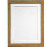 FRAMES BY POST H7 Oak Picture Photo Frame With White Double Mount 12"x10" for Pic Size 9"x7"