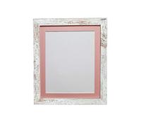 FRAMES BY POST H7 Picture Photo Frame, Distressed White Pink Mount, 14 x 11 Image Size 10 x 8 Inch