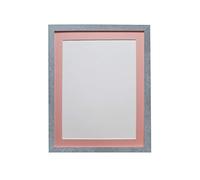 FRAMES BY POST H7 Picture Photo Frame Mineral Grey with Pink Mount 16 x 12 Image Size 12 x 10 Inch Plastic Glass