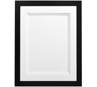 FRAMES BY POST H7 Picture Photo Frame, Wood, Black with White Double Mount, 16 x 12 Image Size 12 x 10 Inch