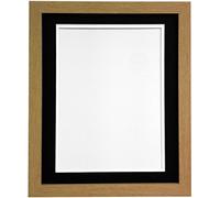 FRAMES BY POST H7 Picture Photo Frame, Wood, Oak with Black and White Double Mount, 9 x 7 Image Size 7 x 5 Inch