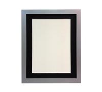 FRAMES BY POST H7 Silver Picture Photo Frame with Black Mount 24 x 18 Image Size 18 x 12 Inch (Plastic Glass)