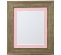 FRAMES BY POST Hygge Picture, Photo and Poster Frame, Plastic Glass, Bear Cr rown with Pink Mount, 50 x 40 cm Image Size A3