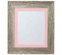 FRAMES BY POST Hygge Picture, Photo and Poster Frame, Plastic Glass, Grey Ash with Pink Mount, A2 Image Size A3