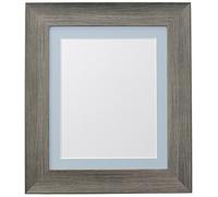 FRAMES BY POST Hygge Picture, Photo and Poster Frame, Plastic Glass, Wolf Grey with Blue Mount, A2 Image Size A3