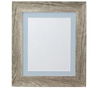 FRAMES BY POST Hygge Picture Photo Frame, Grey Ash with Blue Mount, A3 Image Size A4