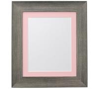 FRAMES BY POST Hygge Picture Photo Frame, Plastic Glass, Wolf Grey with Pink Mount, 36 x 24 Image Size 30 x 20 Inches