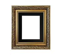 FRAMES BY POST Large Dahlia Gold Picture Photo Frame with Black Mount 20 x 16 Image Size 16 x 12 Inch Plastic Glass