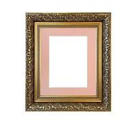 FRAMES BY POST Large Dahlia Gold Picture Photo Frame with Pink Mount A1 Image Size A2 Plastic Glass