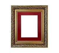 FRAMES BY POST Large Dahlia Gold Picture Photo Frame with Red Mount 12 x 10 Image Size 10 x 8 Inch