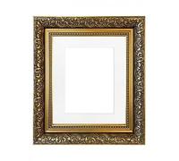 FRAMES BY POST Large Dahlia Gold Picture Photo Frame with White Mount 50 x 40 cm Image Size 16 x 12 Inch Plastic Glass